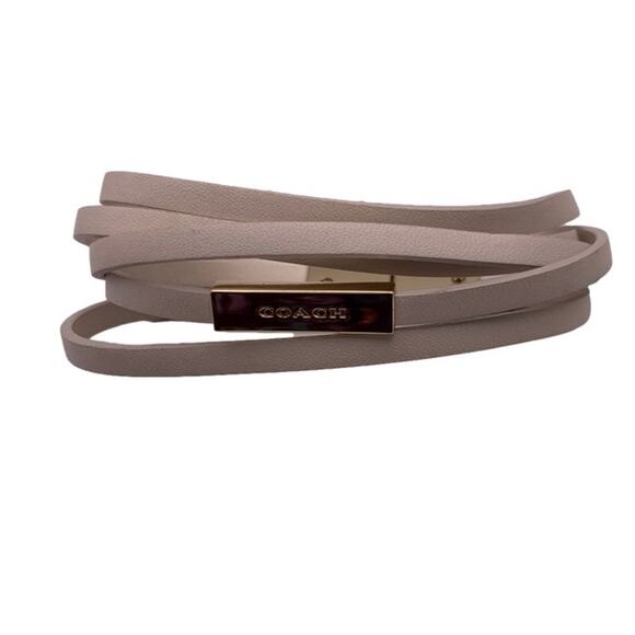 COACH Classic Leather Multi Strands Wrapped White Chalk Gold Tone Bracelet - Picture 4 of 4